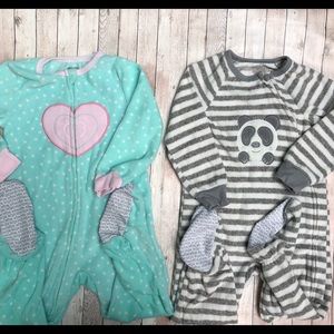 Absorba Girls 2 Pack One Piece Fleece Footie Blanket Sleeper 3T ..B(5)